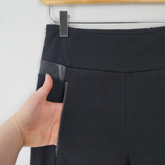 Athleta Pants Womens Small Black Luxe Ponte Faux Leather Trim Mid Rise Leggings - Picture 3 of 11